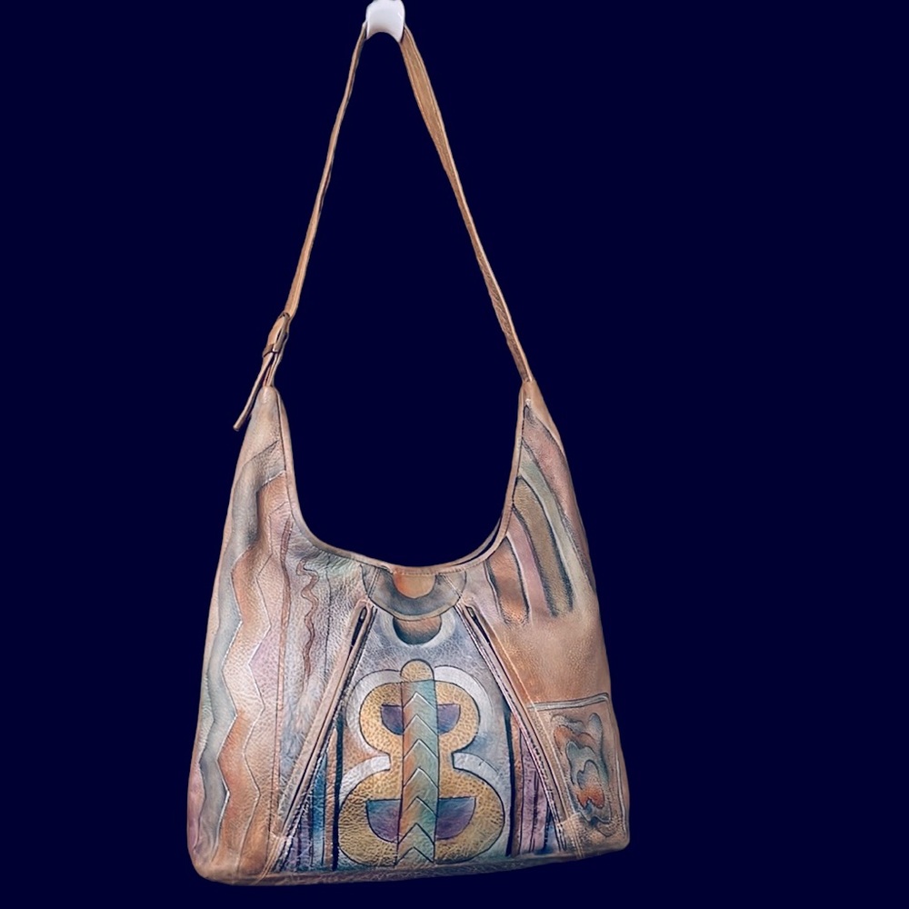 Anuschka Hand Painted Genuine Leather Hobo Shoulder Bag